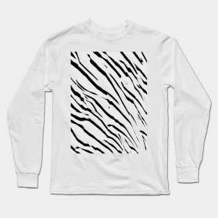 Zebra Print-Retro Modern- Abstract Pattern Square in Black ,White and Blue Long Sleeve T-Shirt